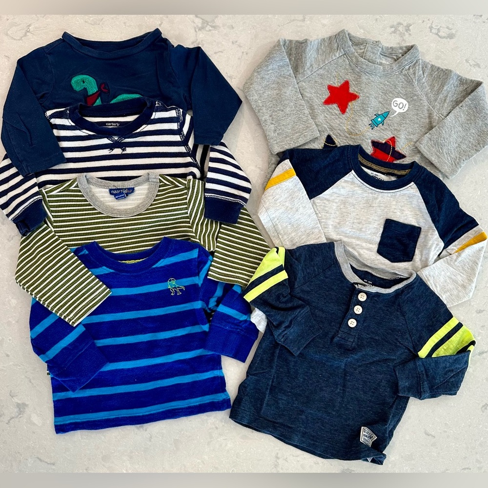 6-9mo Baby Boys Long-Sleeve Shirt Bundle